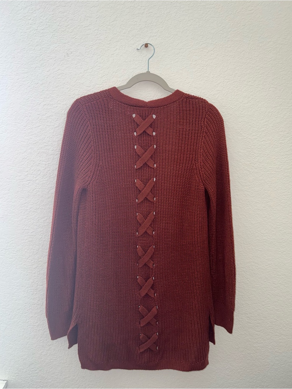 Rust Ribbed Button-Front Knit Dress - Picture 3 of 4